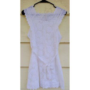 BOLAIYA Sleeveless White Lace Mini Dress